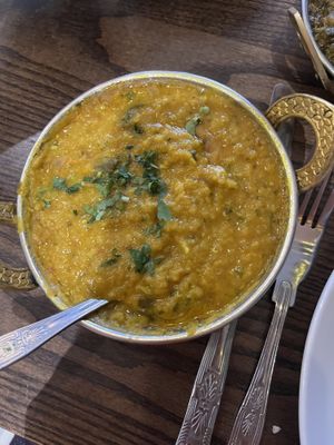 Yellow tarkha daal   at Dilli Haat in Bournemouth