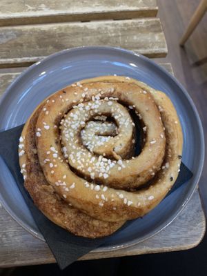 Vegan cinnamon bun  at BROD+WOLF in Hove