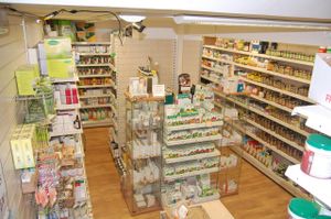 Great selection of toiletries, cosmetics and supplements downstairs at Greenlands Health Foods in South East London