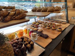 A large selection of vegan baked goods  at Rosebymary in Milan