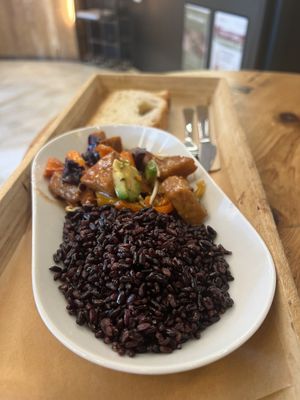 Tempeh with ricee  at Rosebymary in Milan