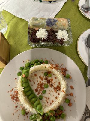 Brunch: Summer Roll with pea/wasabi and coconut ricee  at Rosebymary in Milan