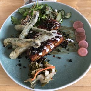 vegan ‘okonomiyaki’, really flavoursome  at River Green Restaurant in Norwich
