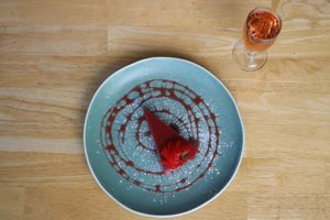 Strawberry Cassis Torte at River Green Restaurant in Norwich