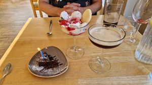 Puds and martini at River Green Restaurant in Norwich