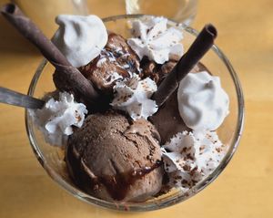 Chocolate sundae at River Green Restaurant in Norwich