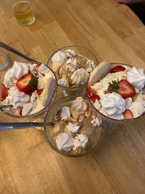Meringue sundae  at River Green Restaurant in Norwich