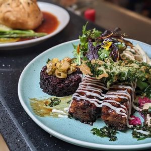 Signature glazed Okonomiyaki at River Green Restaurant in Norwich