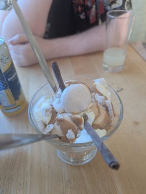 Toffee sundae at River Green Restaurant in Norwich