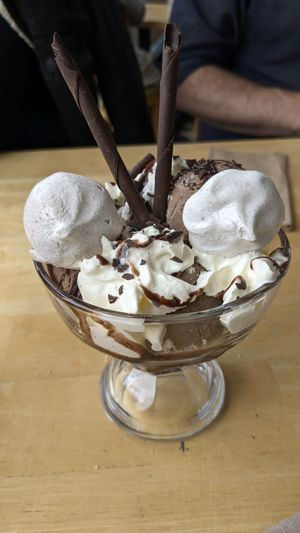 Chocolate sundae at River Green Restaurant in Norwich