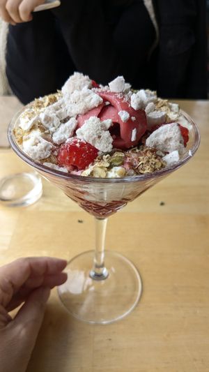 Raspberry dessert at River Green Restaurant in Norwich