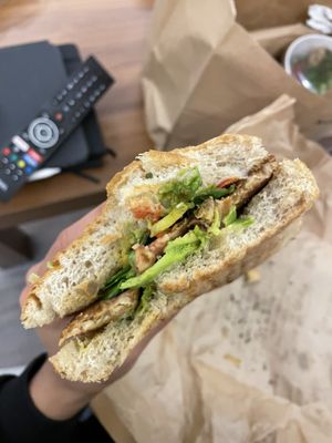 Tempeh avocado sandwich   at Salt kafe in Antalya