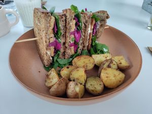 Tempeh club sandwich. Yum! at Salt kafe in Antalya