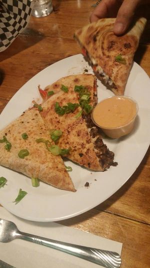 Black bean quesadilla's with chipotle ranch at The Hogtown Vegan in Toronto