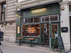 V Honest Burgers Frontage #Veganuary at Honest Burgers - Leicester Square in London
