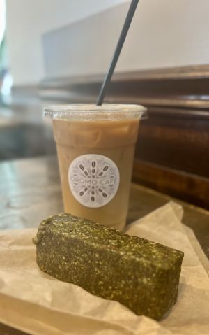 Pistachio-matcha energy Pistachio Matcha Bar *V/GF  at Oromo Cafe - Bucktown in Chicago
