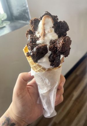 Swirl with brownie chunks - the brownies were really good!  at Beg Bakery in Scottsdale