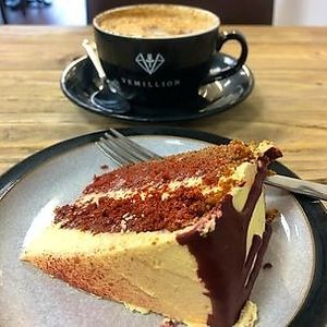 Cappuccino and cake at Vemillion in Basingstoke