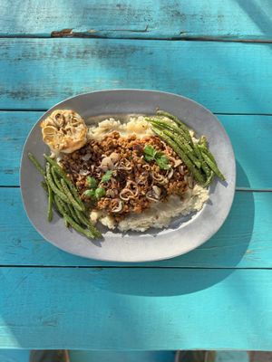 Lentil stew over garlic mashed potatoes 
frederick-social.com/socialeats at Frederick Social in Frederick