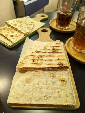 Soyajon (right) and zaatar (left) at Future Diner in Yerevan