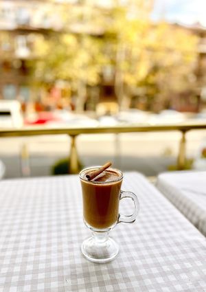Latte with soy milk, cinnamon and spices at Future Diner in Yerevan