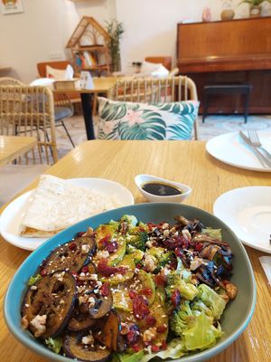 Grilled Veggie Salad with Extra Bread at Future Diner in Yerevan