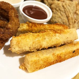 Crispy tofu from Super Future Mix 2.0 sharing plate. Can be ordered as a separate appetizer. at Future Diner in Yerevan