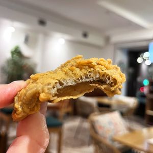Fried "Oyster" Wings (oyster mushrooms) from Super Future Mix 2.0 sharing plate. Can be ordered as a separate appetizer. at Future Diner in Yerevan