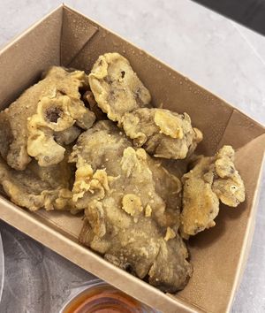 Crispy fried "oyster" wings (oyster mushrooms), highly recommend! at Future Diner in Yerevan