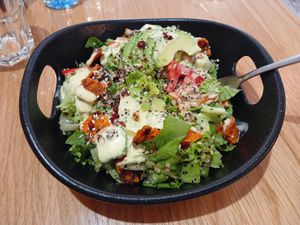 Avocado, quinoa and sweet potato salad with mustard mayo dressing at Future Diner in Yerevan