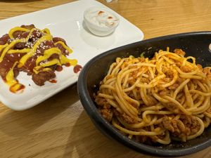 Vegan Pasta and BBQ Bites  at Future Diner in Yerevan