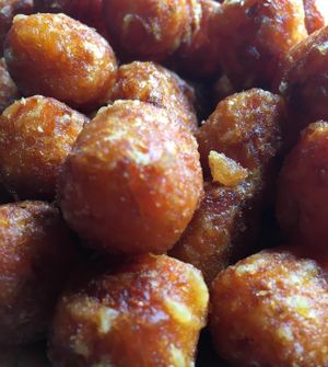 Vegan sweet potato tater tots!! at Sticky Rice in Baltimore