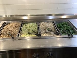The noodles and different options  at GK Mongolian BBQ in Lodi