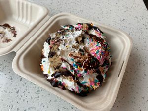The Cinnastack (whipped cream and cookie dough)  at Cinnaholic in Calgary