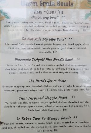 Menu at Just Dandy Apothecary & Cafe in Ketchikan