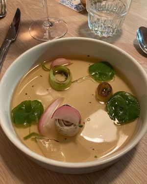 Spring consommé  at Nightshade in Vancouver