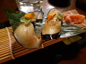 Aubergine nigiri at Unsushi in Valencia