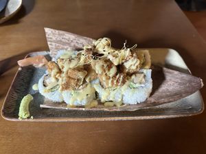 Tempura tofu sushi  at Unsushi in Valencia