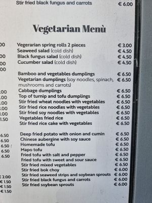 Vegetarian menu at Ravioli Wang - Centro Storico in Siena