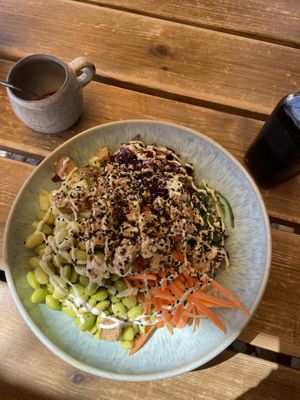 Vegan poke bowl (option 1)  at Rocha Beach House in Portimao