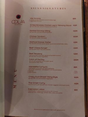 Menu at Gratitude in 