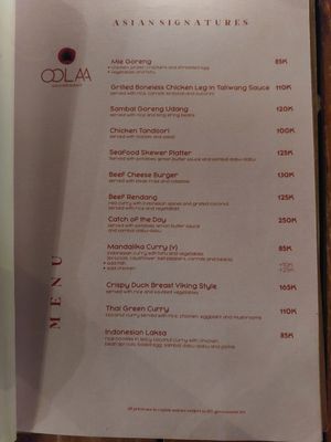 Menu at Gratitude in 