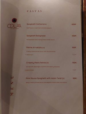 Menu at Gratitude in 