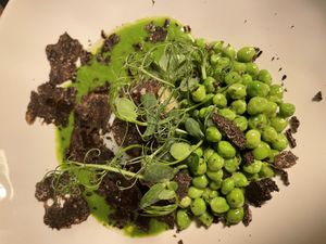 Peas & egg  at Green Spot Diagonal in Barcelona