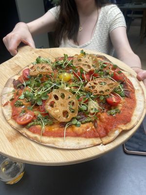 Vegan pizza   at Green Spot Diagonal in Barcelona