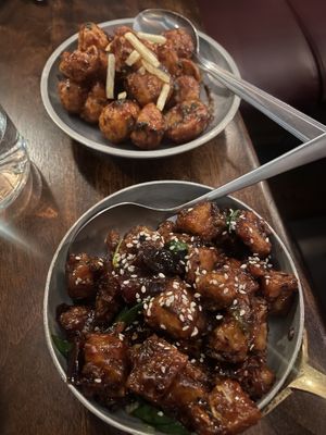 Sesame veg and tamarind potatoes  at Fatt Pundit - Covent Garden in London