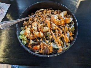 Tempura Shrimp Hibachi Bowl at Voodu Vegan Bistro in Tampa