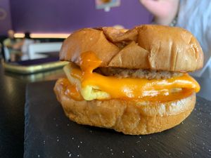 Breakfast sandwich.  at Voodu Vegan Bistro in Tampa