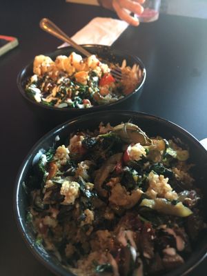 Shrimp Tempura & BBQ Beef Teriyaki  at Voodu Vegan Bistro in Tampa