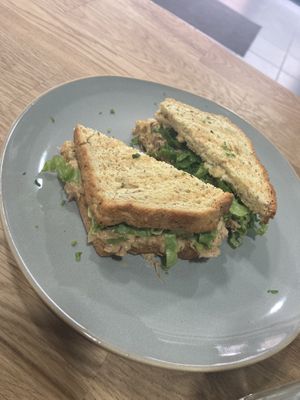 Pan con vegan tuna   at Paladares Vegan in Braga